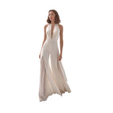 New Women's Clothing Hot Sexy Deep V Halter Jumpsuit Casual Trousers Solid Color Playsuit Club Party Wear Spring Summer Jumpsuit