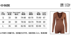 hirigin Women Lace Drawstring Pleated Bodycon Playsuits Sexy Hollow Out Backless Long Sleeve Jumpsuit Clubwear Female Bodysuit