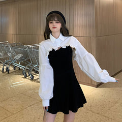 Lizakosht Elegant Party Dress Women Long Sleeve Sweet Empire High Street Mini Dress Gothic Y2k Dress Korean Autumn Female Outfits