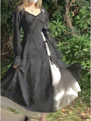 Elegant Party Midi Dress Women Autumn 2022 Black Korean Style Split Y2k Dress Female Bandage Slim French Vintage Dress Designer