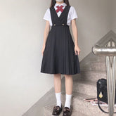 Lizakosht Women Girls' New Japanese Fashion Sweet Loose Bow Shirt + Student Nursing Skirt Strap Dress School Girl Uniform Jk Uniform