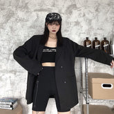 Korean Black Suit Blazers Outerwear Long Sleeve Women Double Breasted Thin Suit Coat 2021 New Casual Office Spring Clothes Women