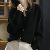 Lizakosht Sister Fara Spring Autumn V-Neck Knit Cardigan Sweater Women Single Breasted Sweaters Ladies Open Stitch Sweater Coat