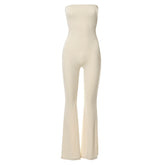 Weird Puss Strapless Skinny Jumpsuit Women Backless Hollow Bandage Casual Overalls Stretch Elegant Streetwear Bodycon Outfits