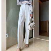 Lizakosht New Arrival Spring Summer High Waist Wide Leg White Pants Women Temperament Long Trouser Casual Street Office Lady Bottoms