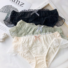 Wriufred cotton lace low waist briefs girl heart dream sweet underwear student underpants comfort cotton lining women panties