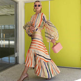 Lizakosht Satin Summer  Bodycon Maxi Dress Sexy for Women Long Sleeve Beach Evening Party Dress