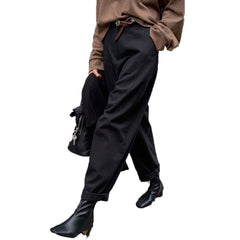 Autumn Winter New Fashion Solid Color Simplicity Loose Casual Women Casual Pants Korean Fashion Temperament High Waist