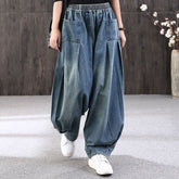 Fashion Women's Casual Harem Jeans Denim Casual Pants Cotton Trousers Baggy Crotch Pants Hip Hop Oversized Boyfriend Pants