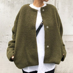 Jackets For Women 2022 Green Single-breasted Round Neck Coat Short Japanese Minimalist Style  Autumn Casual Ladies Outerwear NEW