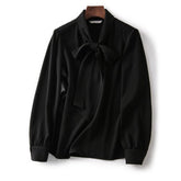 Fashion Woman Blouses 2022 Spring Korean Temperament All-match Chiffon Shirt Big Streamer Chic Bow Tie Long Sleeve Top Female