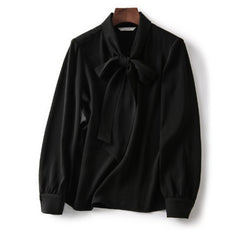 Fashion Woman Blouses 2022 Spring Korean Temperament All-match Chiffon Shirt Big Streamer Chic Bow Tie Long Sleeve Top Female