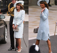 Lizakosht Elegant Royal Light Sky Blue Mother Dresses With Jacket Long Sleeve Knee Length Wedding Guest Gowns Formal Mother Dress