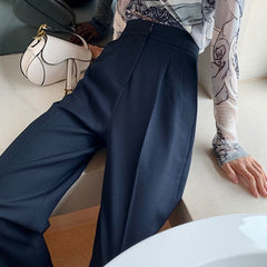 Lizakosht New Arrival Spring Summer High Waist Wide Leg White Pants Women Temperament Long Trouser Casual Street Office Lady Bottoms
