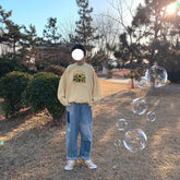 Cute Japanese Style Sweatshirt Sunflower Print Women Long Sleeve O-neck Loose Pullovers Streetwear Casual Hoodies Tops Female