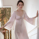 Lizakosht Romantic Nightgown Nightwear Princess Women Vintage Sleepwear Satin