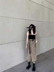 Lizakosht 2022 Brand New Women Fashion Trousers High Waist Ankle-length Loose Casual Pants Cargo Pants Pantalones Mujer Cintura Alta