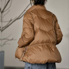 New White Lightweight Down Duck Winter Jacket Women Vintage Loose Warm Down Parka Women Cotton Jacket Padded Casual Slim Coat