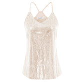Grace Karin Women\\\'s Sequin Sexy V-Neck Top Spaghetti Strap Summer Cocktail Party Sequined Camisole Tank