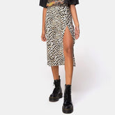 OUSLEE Spring/Summer Woman Summer Split Leopard Skirts Harajuku Chiffon Printing Split Skirts Streetwear Loose Sexy Skirts