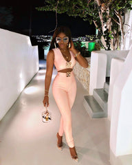 Hot Sale Women Summer Fashion Sexy V Neck Sequined Black Pink Two Piece Bandage Set 2021 Celebrity Designer Fashion Women's Set