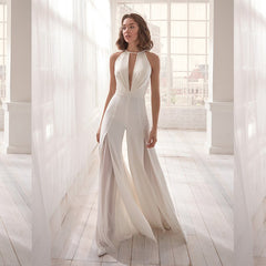 New Women's Clothing Hot Sexy Deep V Halter Jumpsuit Casual Trousers Solid Color Playsuit Club Party Wear Spring Summer Jumpsuit