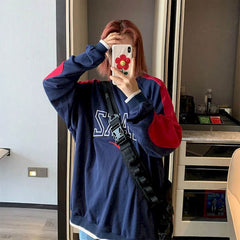 Long-sleeved T-shirt Hip Hop men women society vintage all-match spring autumn top student Korean loose sports streetwear shirts