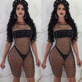 Summer Women Sexy Bikini Cover Up Dress Mesh Fishnet Swimsuit Swimwear Dress Bathing Beachwear