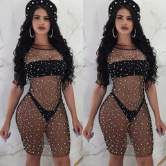 Summer Women Sexy Bikini Cover Up Dress Mesh Fishnet Swimsuit Swimwear Dress Bathing Beachwear