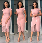 Lizakosht African Dresses for Women Dashiki Lace Zipper Stitching African Dress Clothes Bazin Riche Skirt Sexy Slim Evening Africa Dress