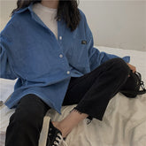 Bella philosophy New Autumn Long Sleeve Blouse Shirt Vintage Corduroy Female Loose Blouse Casual Street Wear Lady Tops Outwears