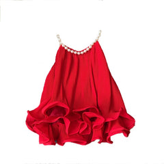 Ruffles Halter Chiffon Pearl Blusa Summer Loose Lace Women Backless Tops Women Sleeveless Candy Blouse Women Shirt