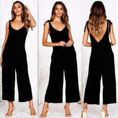 Lizakosht New Spring and Summer Fashion Women's Sleeveless Suspension with Sexy Backless Deep V Wide Leg Pants Jumpsuits