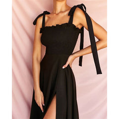 High Slit Backless Spahetii Strap Fashion's Women Dress Free Shipping Lady Dresses for Party