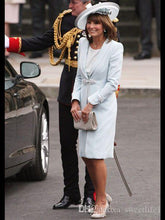 Lizakosht Elegant Royal Light Sky Blue Mother Dresses With Jacket Long Sleeve Knee Length Wedding Guest Gowns Formal Mother Dress