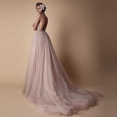 Grosfairy 2021 New Arrival Sexy Bridesmaid Dresses Women Deep V-Neck Backless Spaghetti Straps Appliques Wedding Party Vestido