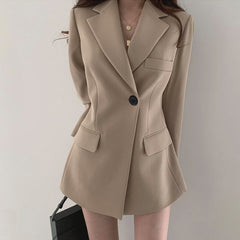 Blazer Women Autumn Thin Section Korean Version Ins Style Wind Retro Khaki Shirt Loose Casual Blazer Suit Female Solid Blazer