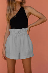 Summer Oversize Cotton Linen Women's Short High Waist Loose Drawstring Wide-leg Female Shorts Fashion Casual Lady Bottom