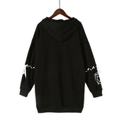 Harajuku Hoodies Autumn Women 2022 New Print Lace Up Gothic Punk Oversize Tops Long Sleeve Hooded Sweatshirt Pullover Streetwear