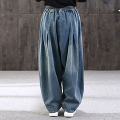Fashion Women's Casual Harem Jeans Denim Casual Pants Cotton Trousers Baggy Crotch Pants Hip Hop Oversized Boyfriend Pants