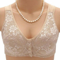Lizakosht  Summer Women Front Button Bra without padding Plus Size bras Mother's Cotton Wireless Underwear Large Bralette 5121