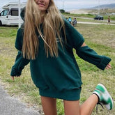 Long Sleeve Opening Women's Hoodies 2022  Autumn Loose Harajuku Hooded Sweatshirts Fashion Streetwear Letter Ladies Pullover Top