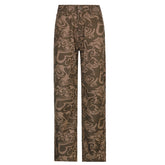 Lizakosht Vintage Heart Printed Graphic High Waist Jeans Straight Y2K Grunge Fairycore Denim Trousers 90s Aesthetic Women Pants