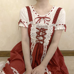 Lizakosht Sweet Knitted Top Women Summer Japanese Hollow Out Design Ribbon Trim Bow TShirt Women Aesthetic Harajuku Shirt Kawaii Clothes