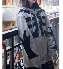 New Gothic Hoodies Women Clothes Fashion Vintage Ins Irregular Printing Long Sleeve Clothes for Teens Sweatshirt