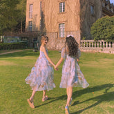 Lizakosht Fairy Princess Sweet Girl Kawaii Lolita Jsk Op Dress Summer Floral Mesh Anime Cosplay Cute Elegant Ladies Thin Vintage Blue Loli