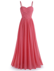 Cheap Elegant Coral Evening Dress Chiffon Pleat Evening Dresses Long Free Shipping robe de soiree Floor Length Party Gown Formal