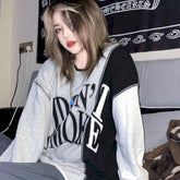 Lizakosht Women Sweatshirt 2022 New Korean Style Spring Letter Stitching Medium and Long  Loose Thin Fashion Girl Top Harajuku