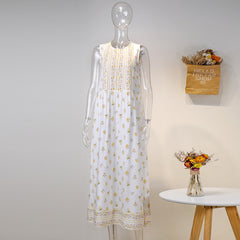 Lizakosht Sleeveless Summer Women Dress Floral Print O-Neck Boho Long Dresses Hippie Chic Casual Beach Maxi Dress Vestidos