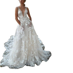 Lizakosht Summer Lady Dress Casual Brand Sleeveless V-Neck Sexy Lace Prom Vestidos Ball Gown Suitable for Bridesmaid Dress